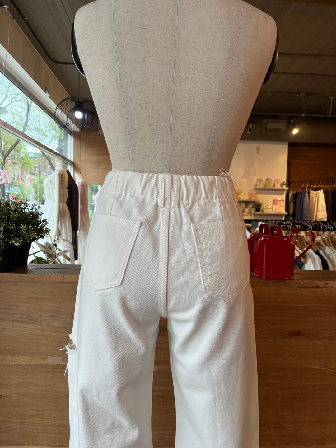 Distressed White Jeans