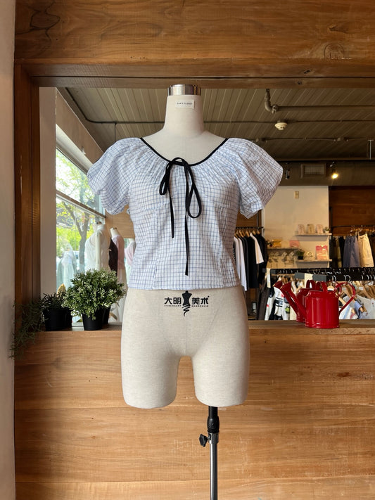 Puff Sleeve Plaid Blouse