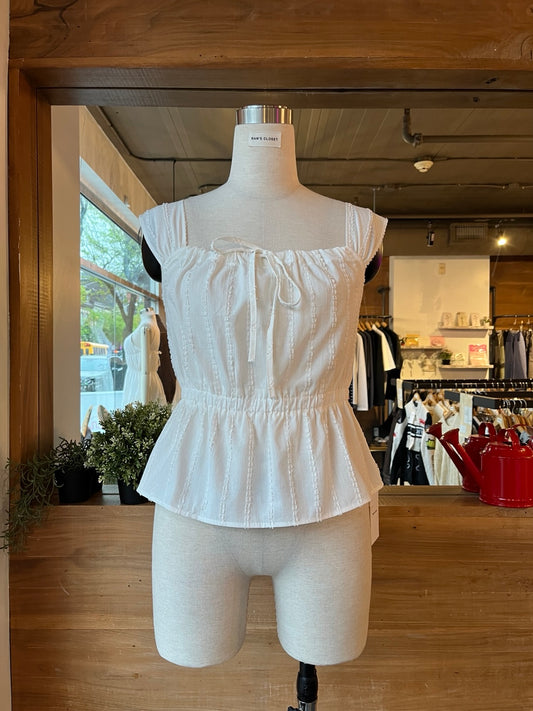 Distressed Detail Cinch Waist Blouse