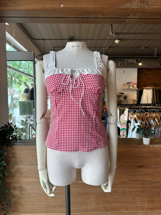 Gingham Milkmaid Top