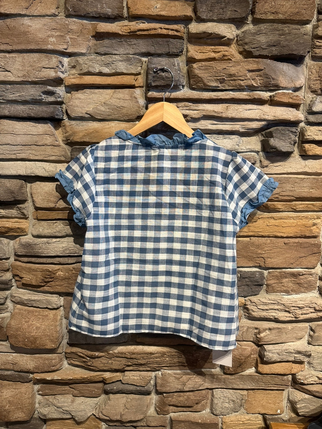 Gingham Tie Front Top with Built in Lace Cami