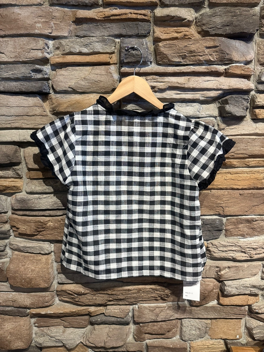 Gingham Tie Front Top with Built in Lace Cami