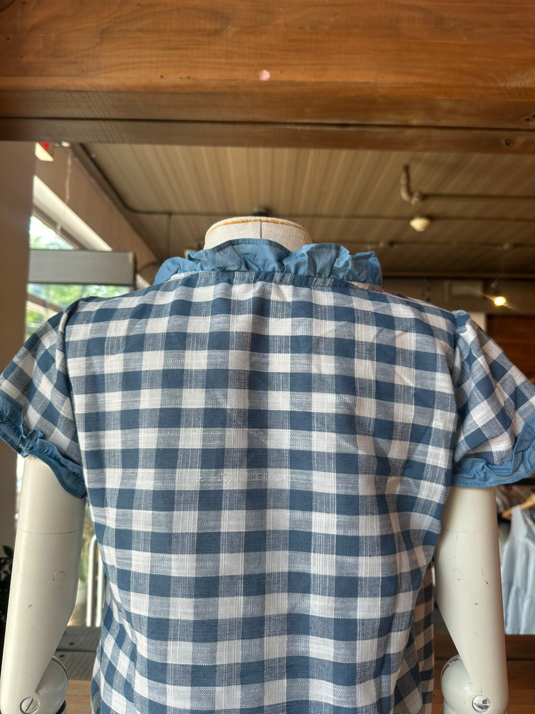 Gingham Tie Front Top with Built in Lace Cami