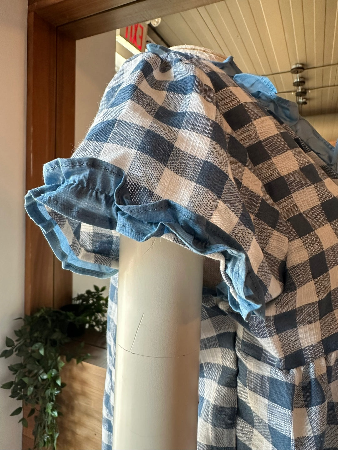 Gingham Tie Front Top with Built in Lace Cami