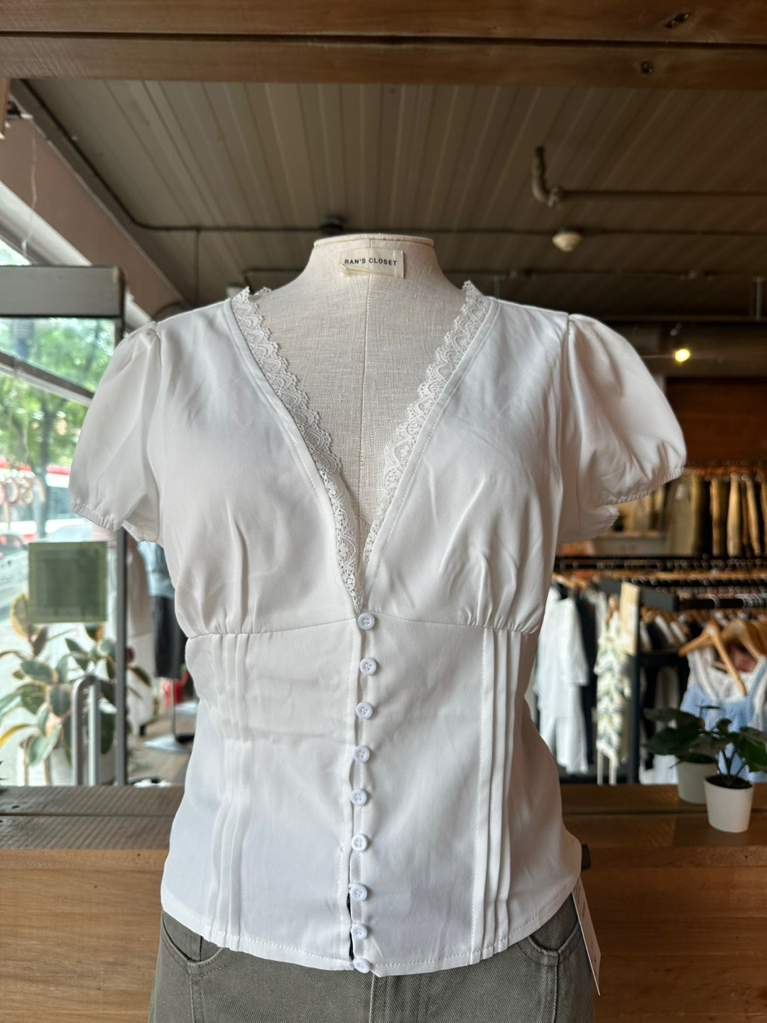 White Lace Button Up Blouse