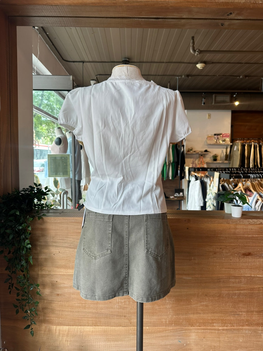 White Lace Button Up Blouse