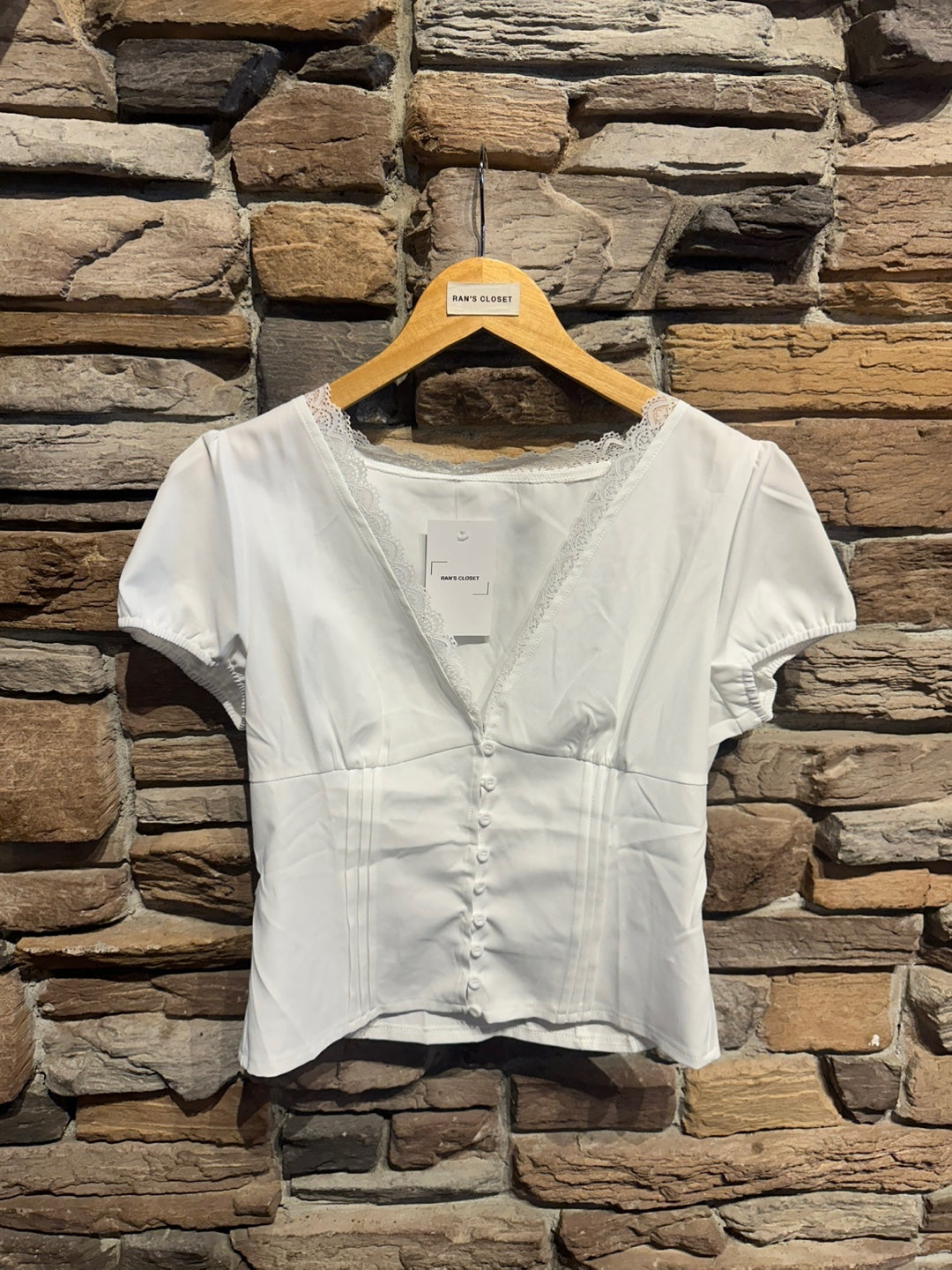 White Lace Button Up Blouse