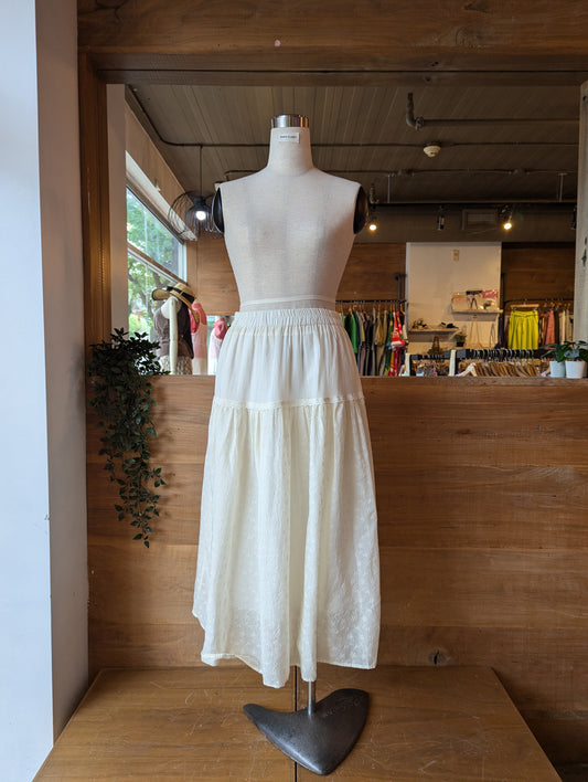 Floral Textured Skirt with Lace Detail