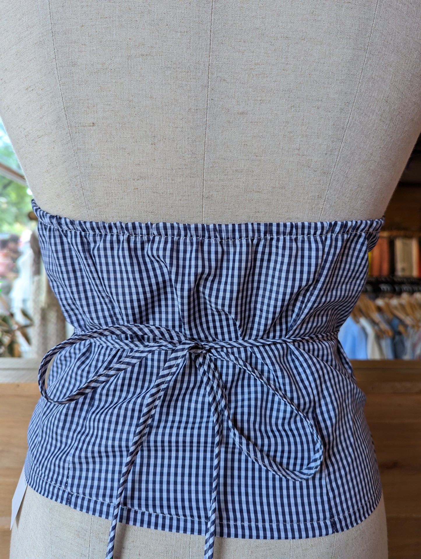 Blue Gingham Button Down Halter Top