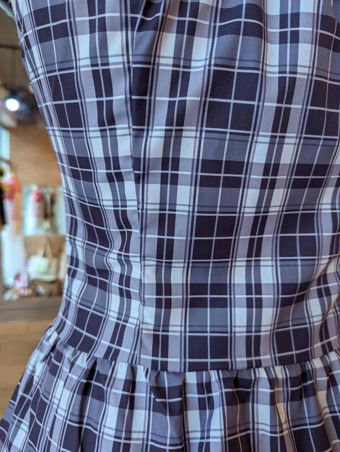 Plaid Puff Sleeve Top
