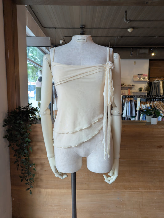 Sheer Tank Top with Rose Detail