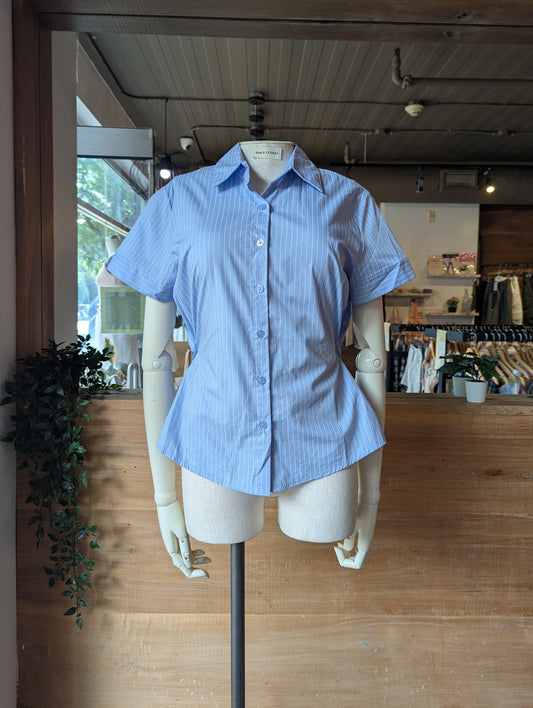 Pinstripe Short Sleeve Button Up