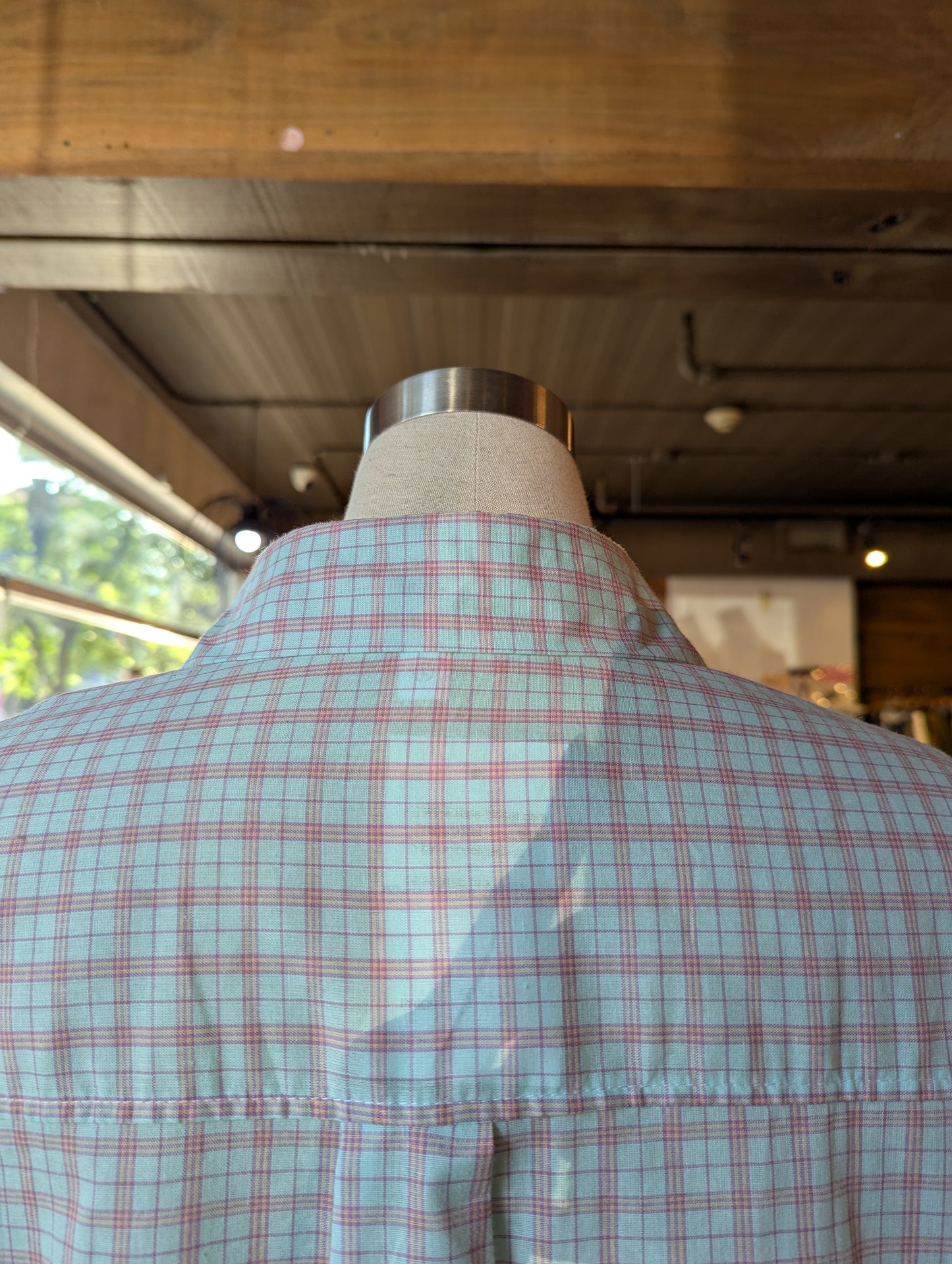 Cropped Short Sleeve Plaid Button Up