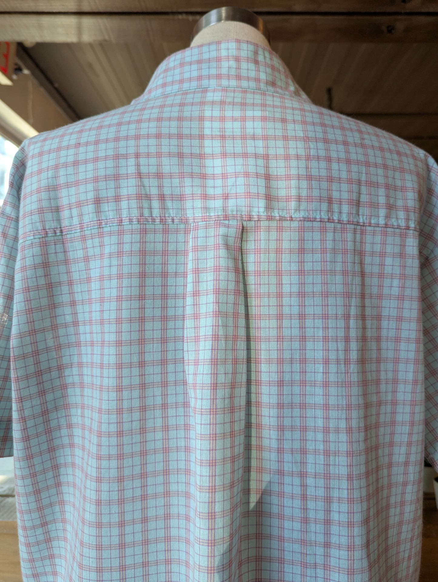 Cropped Short Sleeve Plaid Button Up