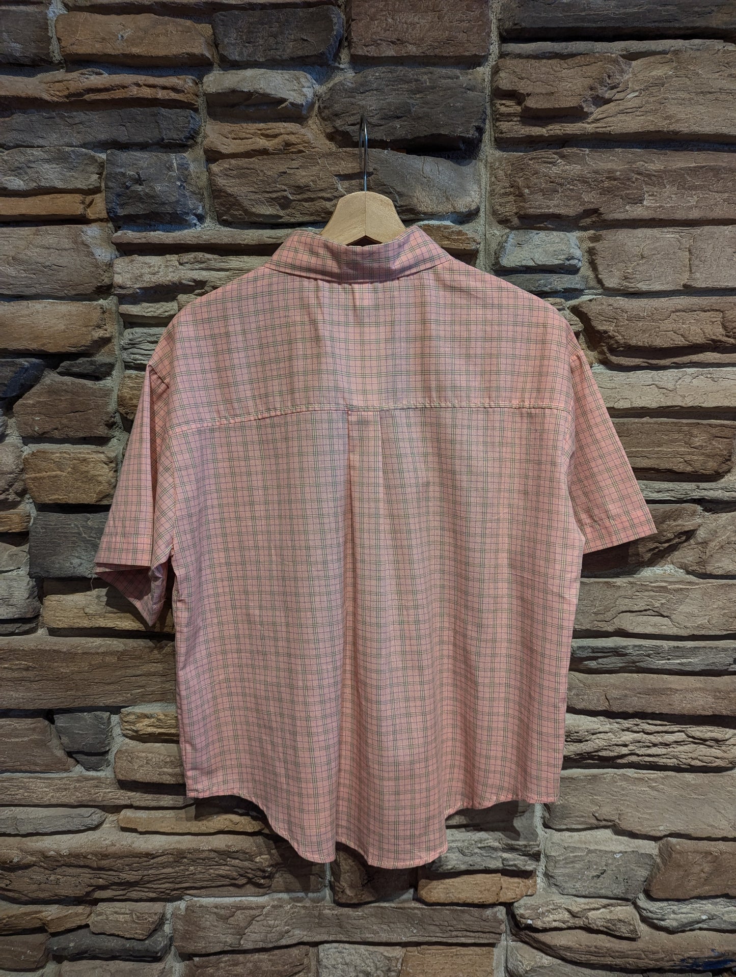 Cropped Short Sleeve Plaid Button Up