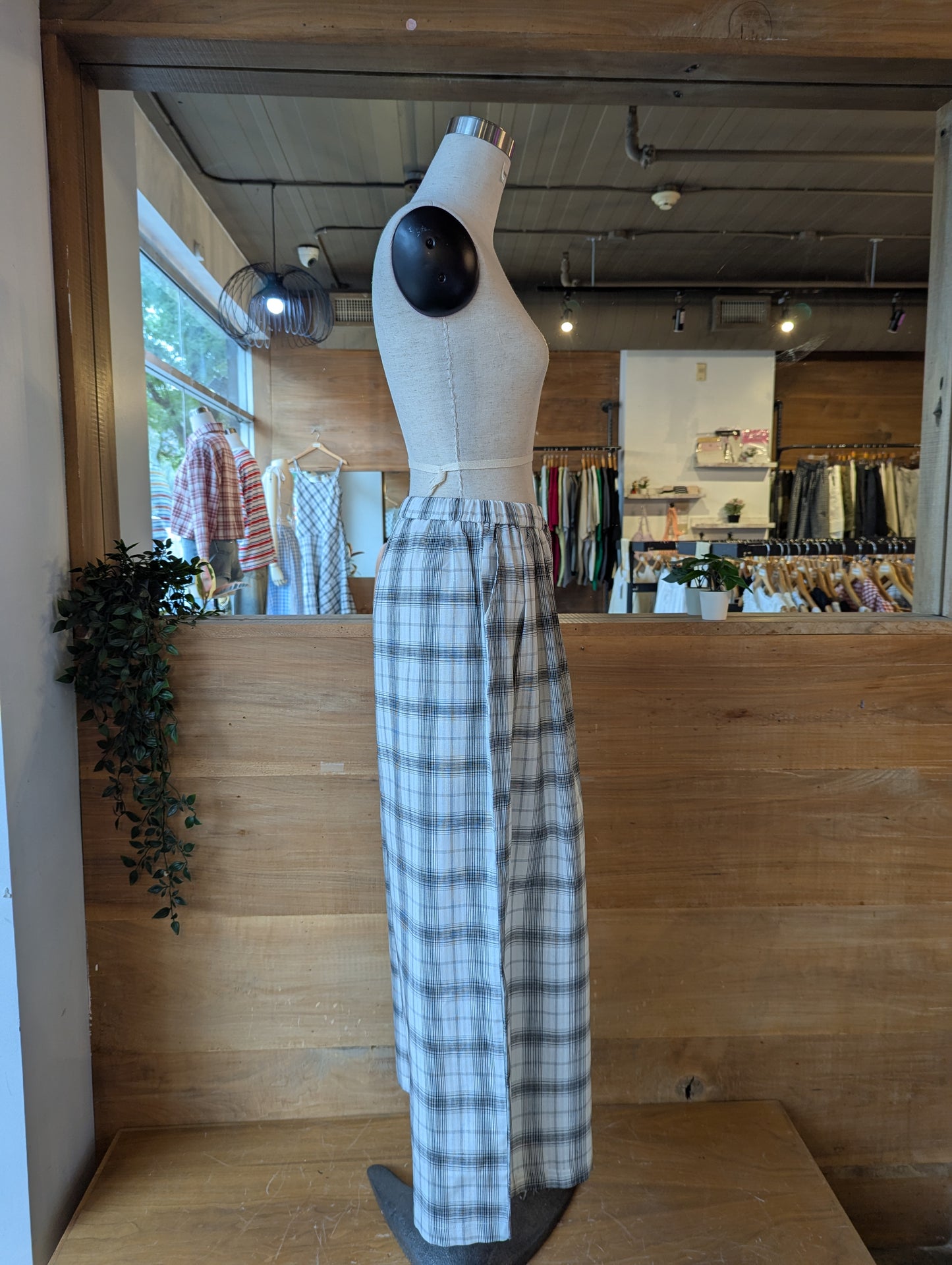 Wide Leg Plaid Pants