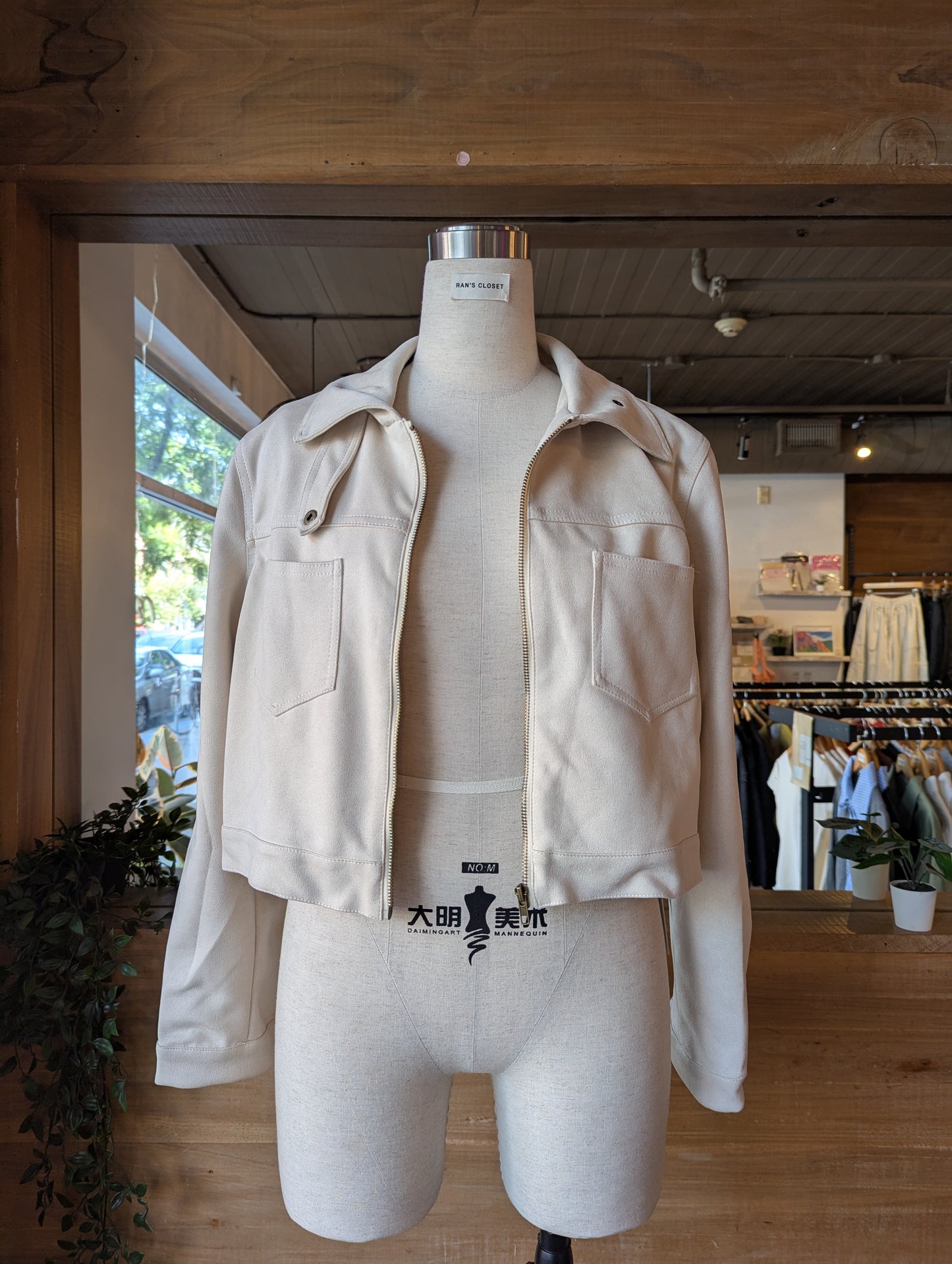 Cropped Vegan Suede Jacket