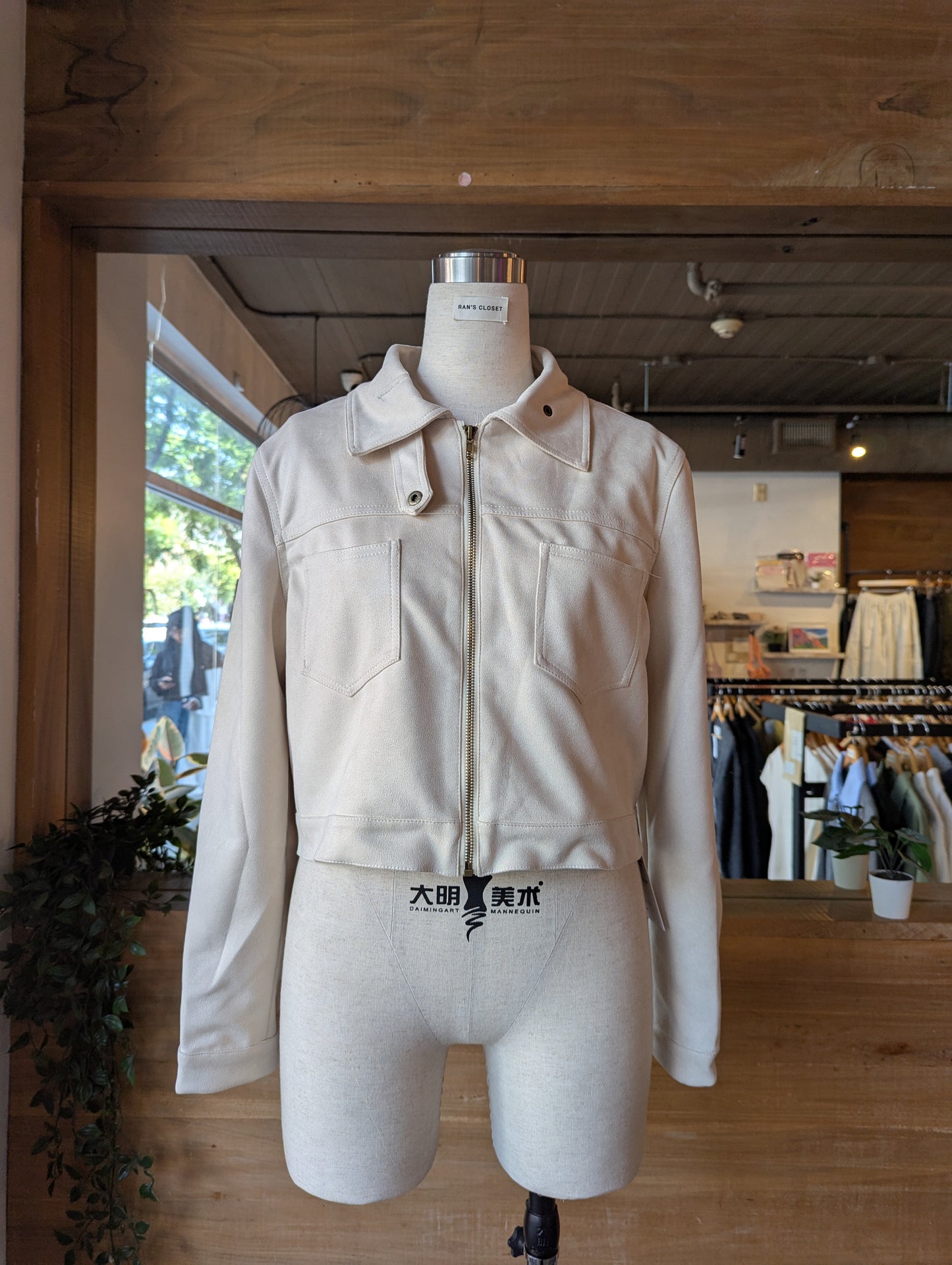 Cropped Vegan Suede Jacket
