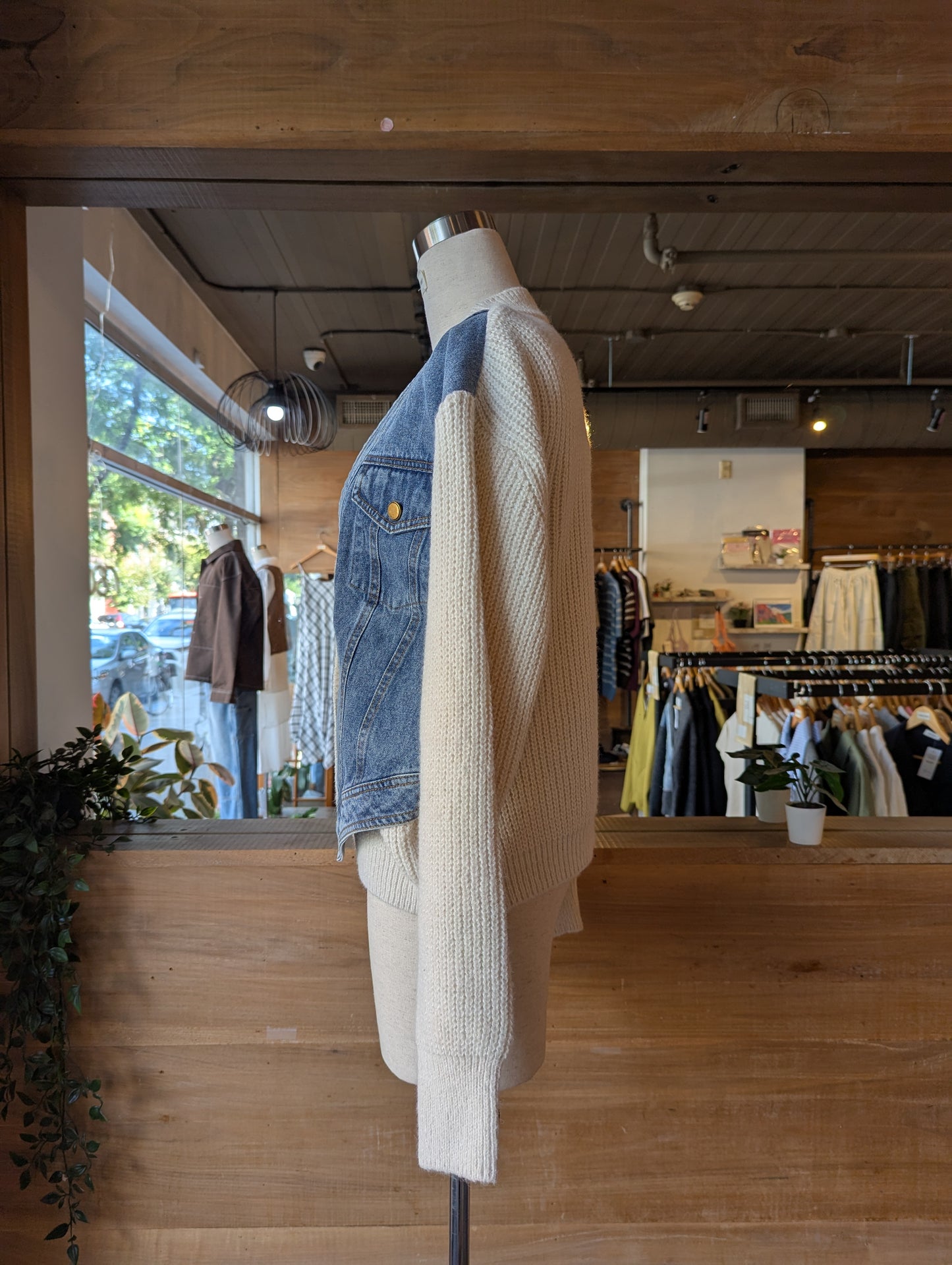 Denim Twist Detail Knit Cardigan