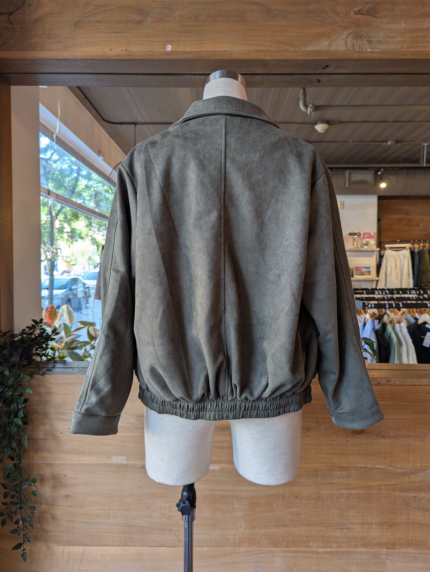 Vegan Suede Bomber Jacket