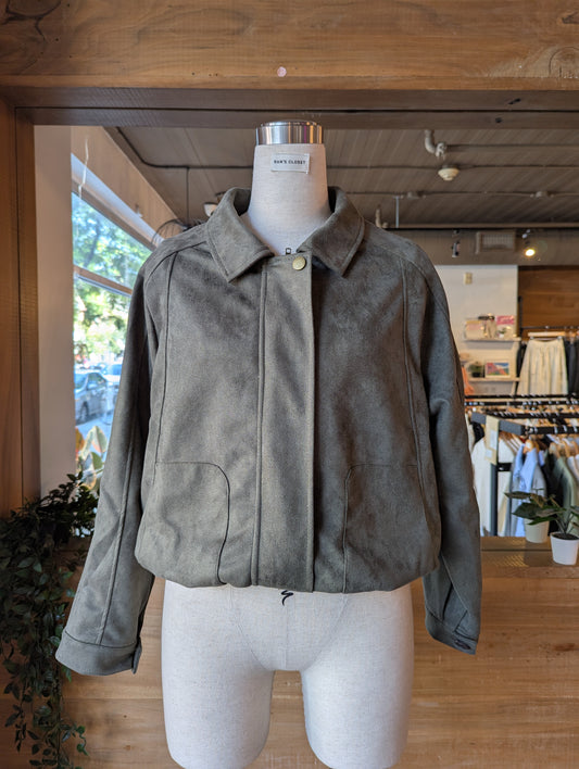 Vegan Suede Bomber Jacket