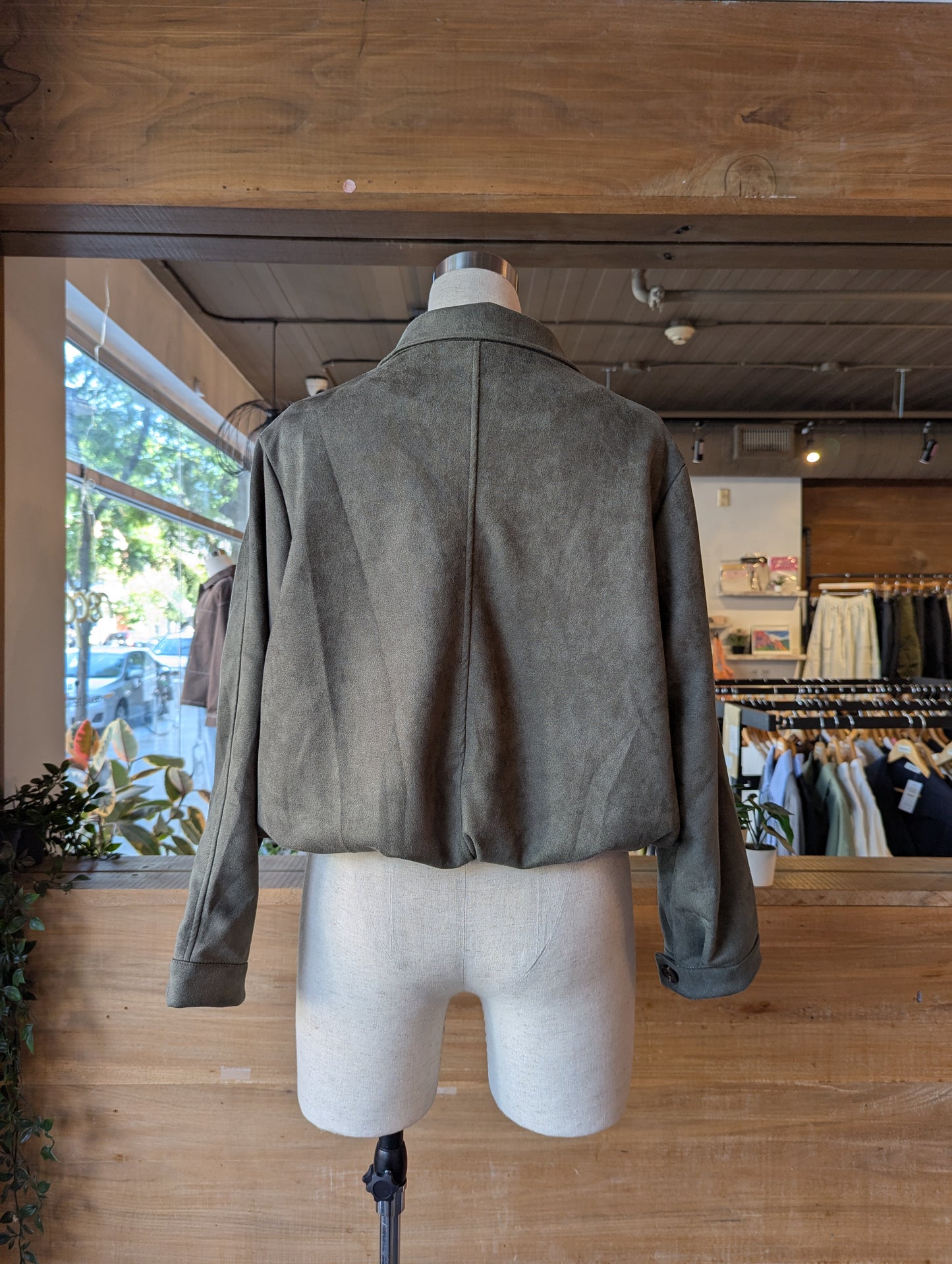 Vegan Suede Bomber Jacket