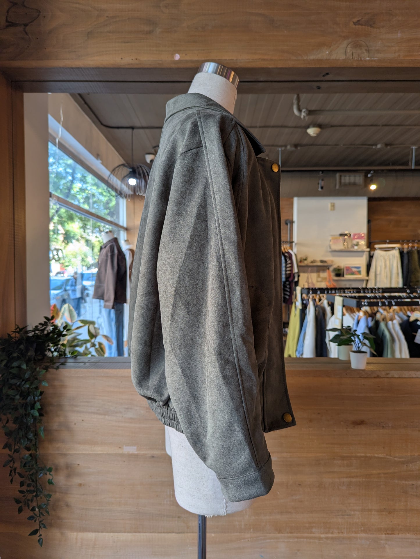 Vegan Suede Bomber Jacket