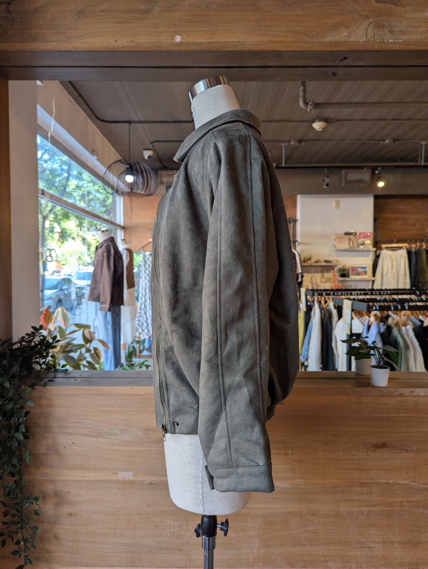 Vegan Suede Bomber Jacket