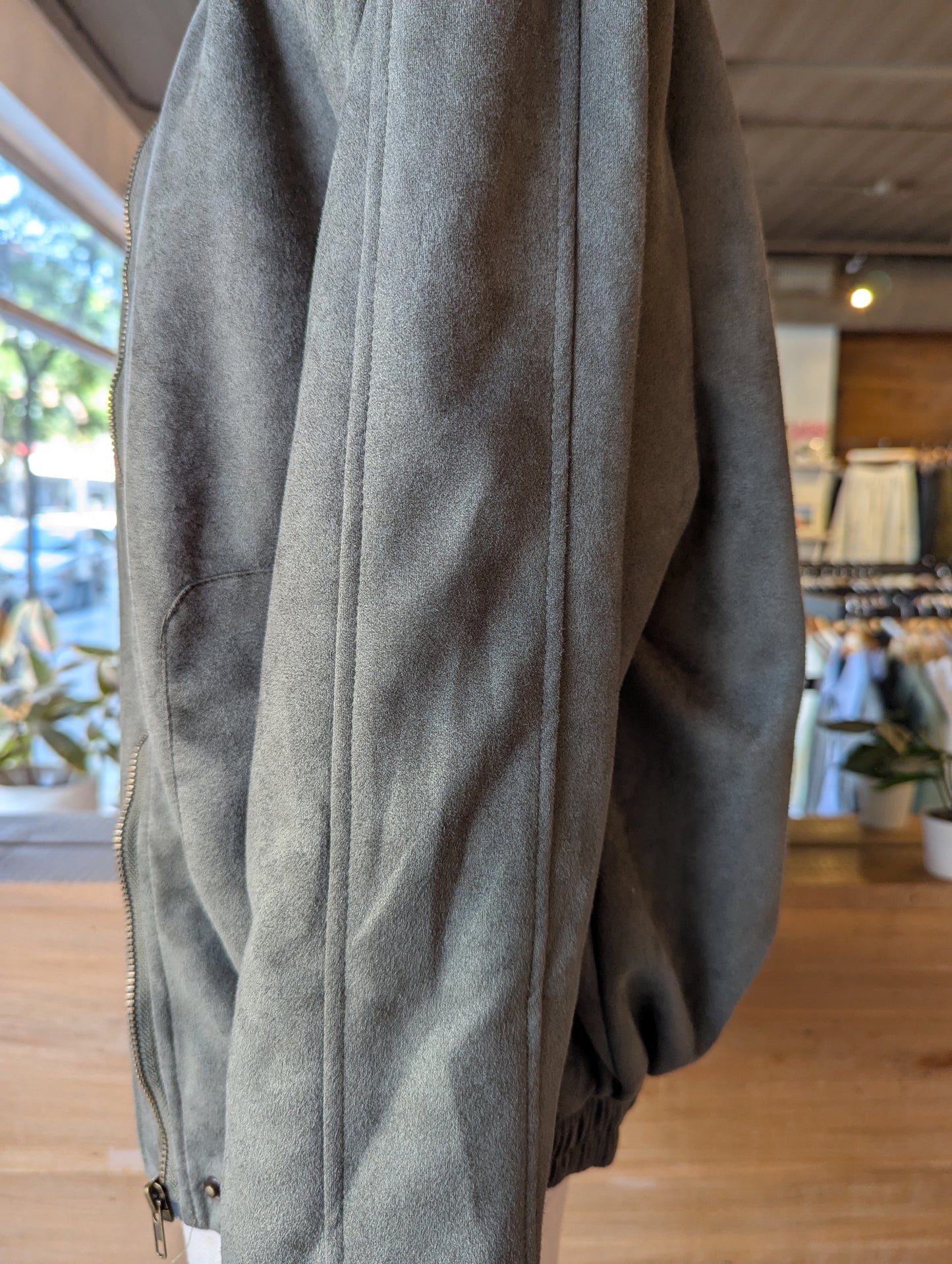 Vegan Suede Bomber Jacket