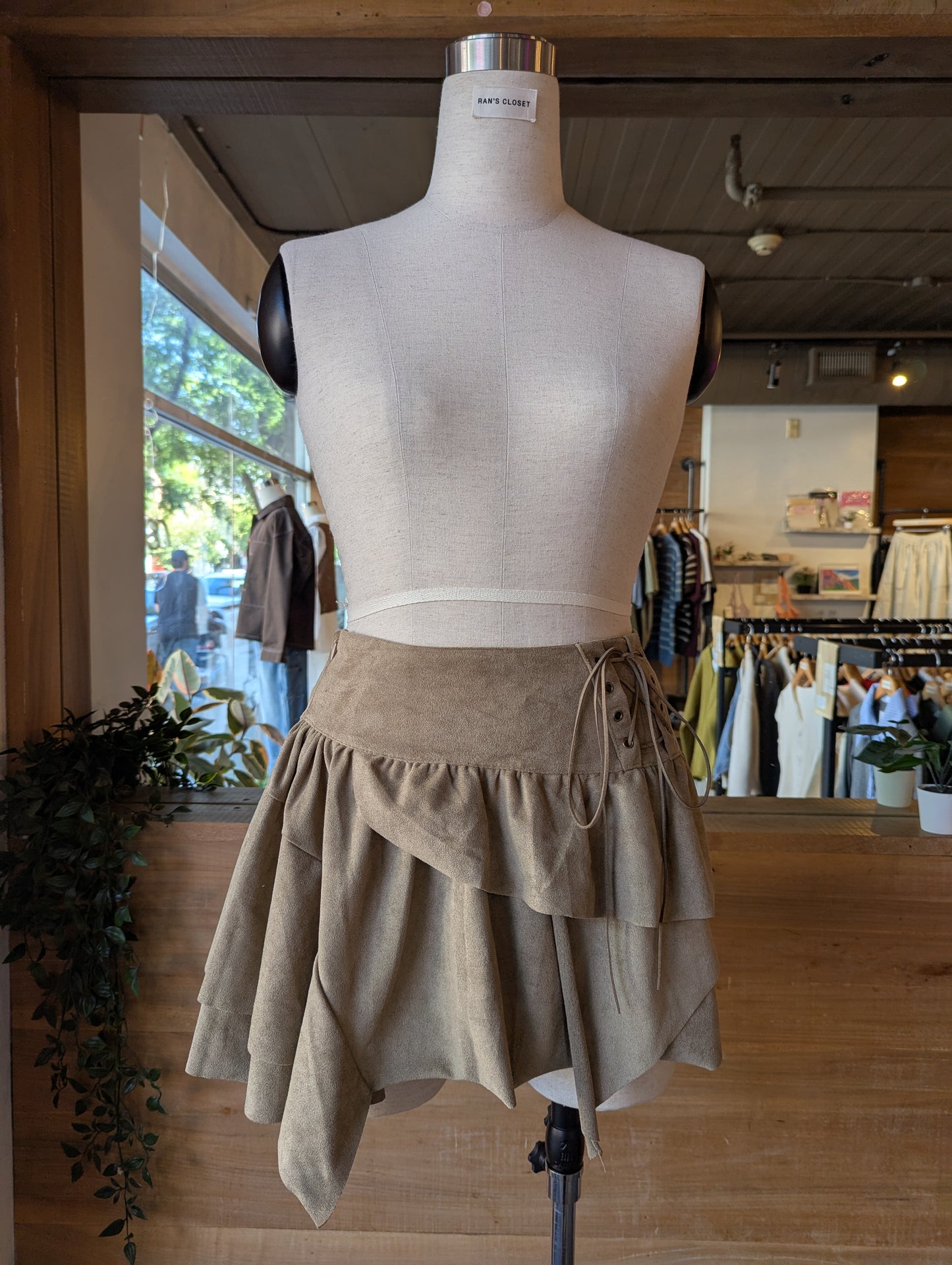 Vegan Suede Layered Skirt