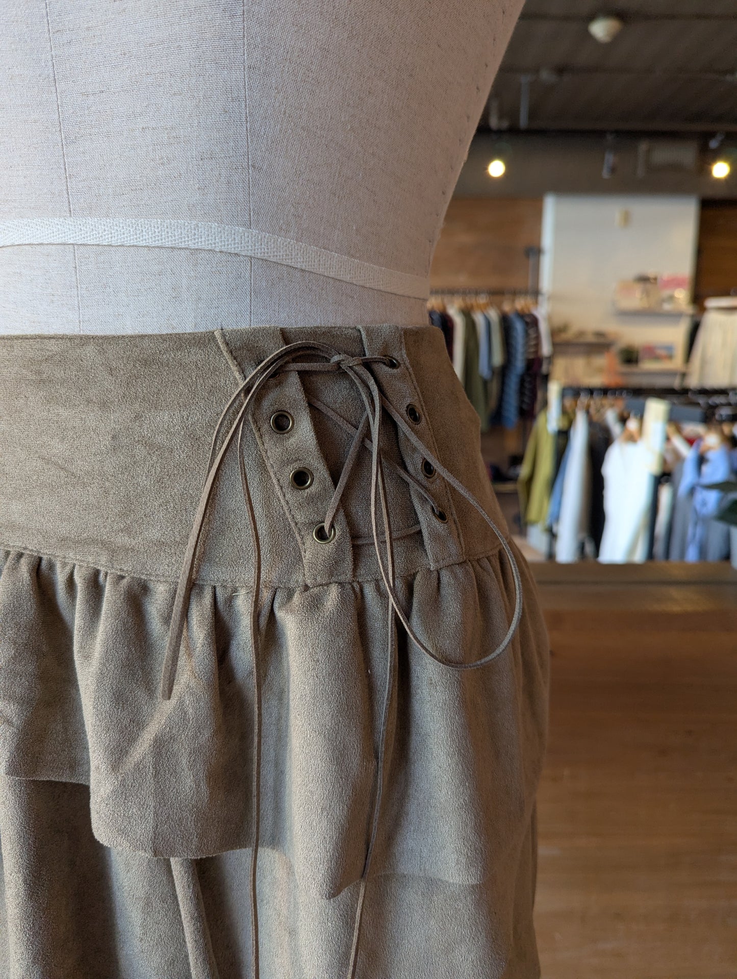 Vegan Suede Layered Skirt