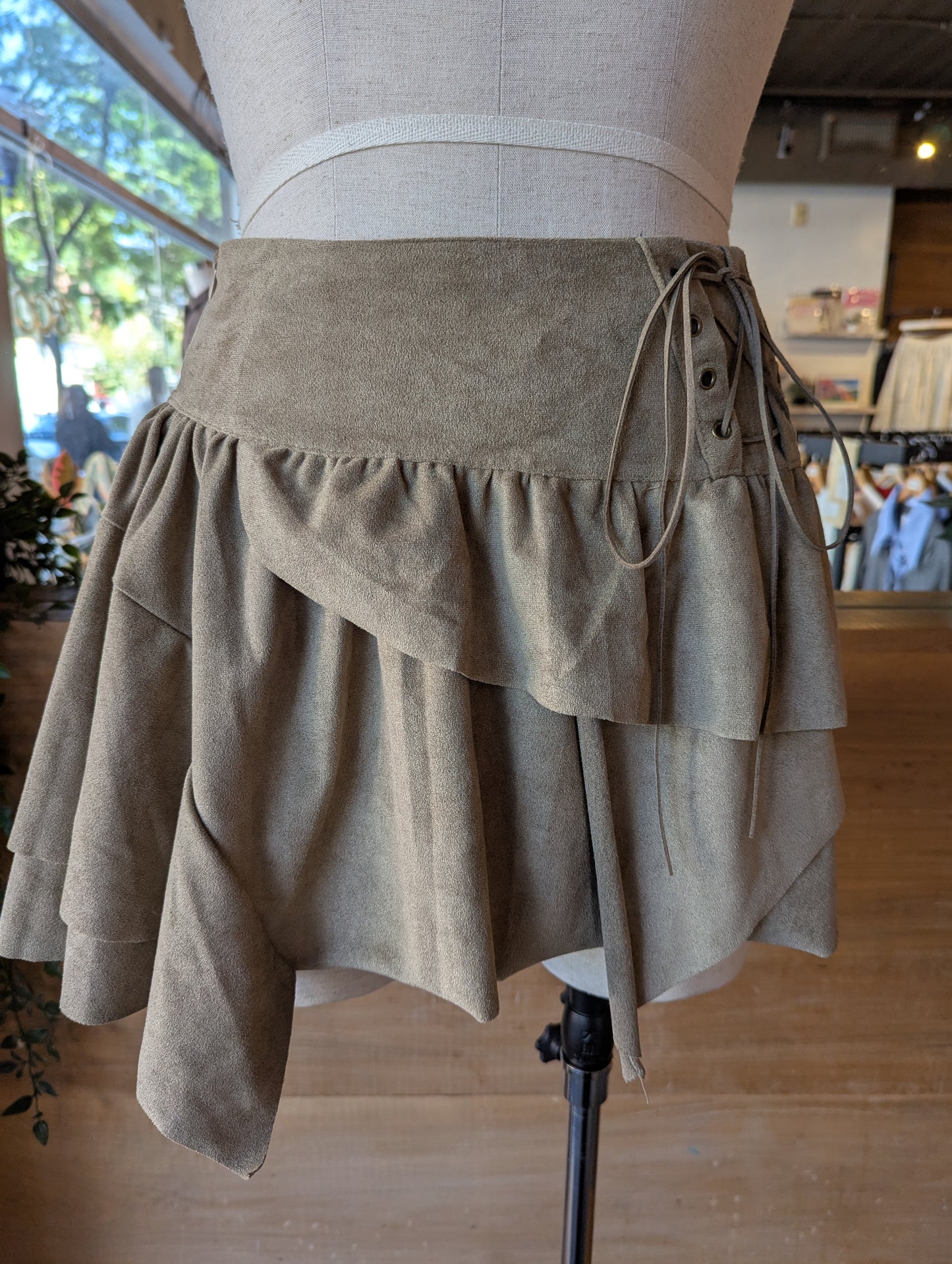 Vegan Suede Layered Skirt