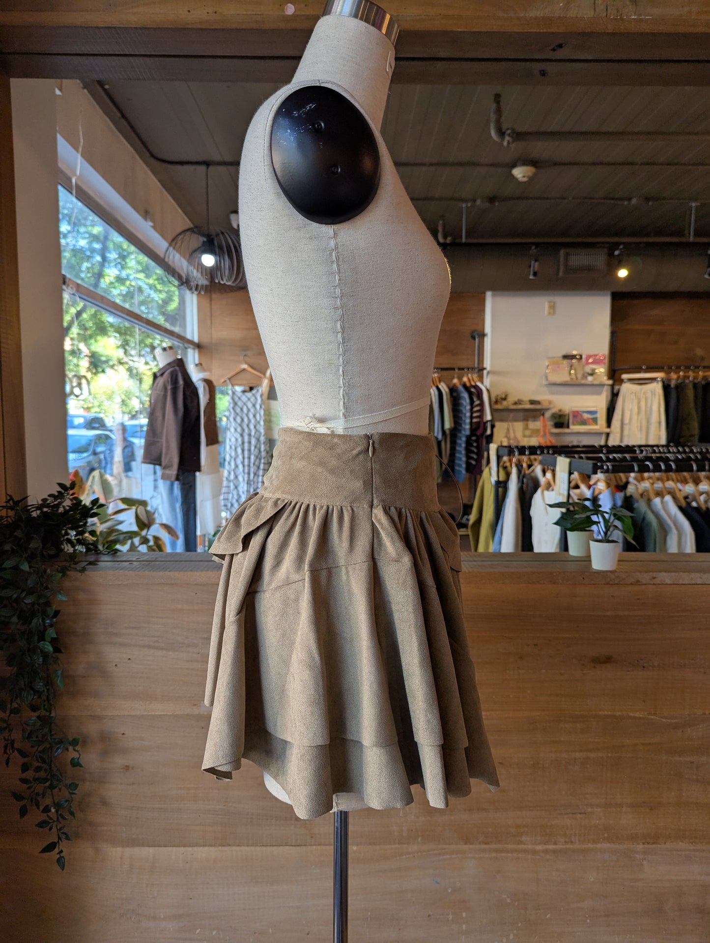 Vegan Suede Layered Skirt