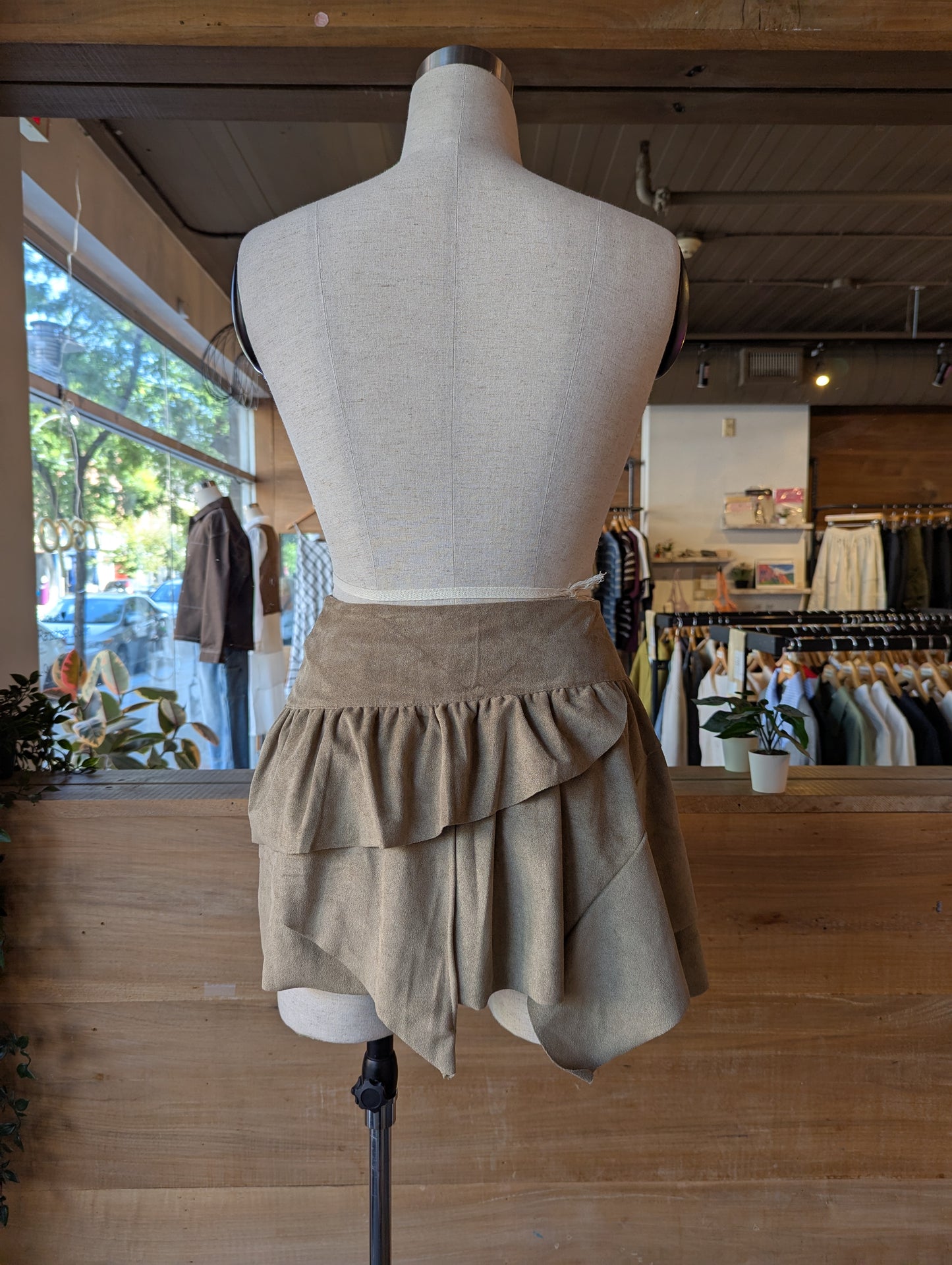 Vegan Suede Layered Skirt