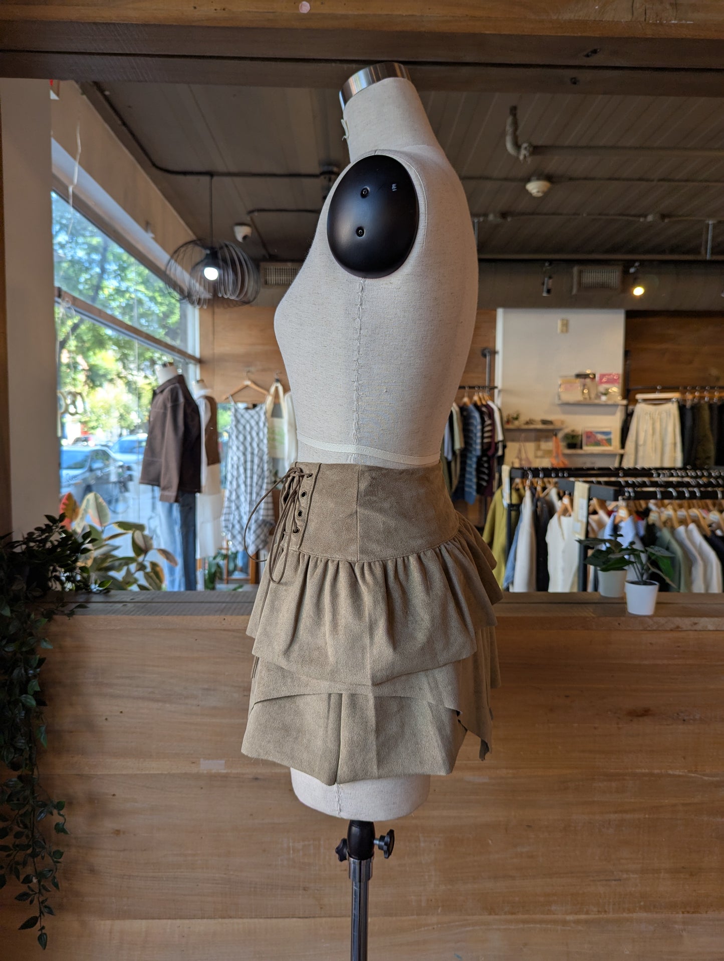 Vegan Suede Layered Skirt