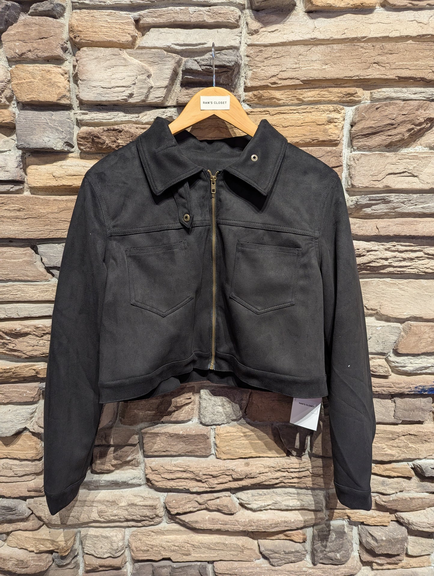 Cropped Vegan Suede Jacket