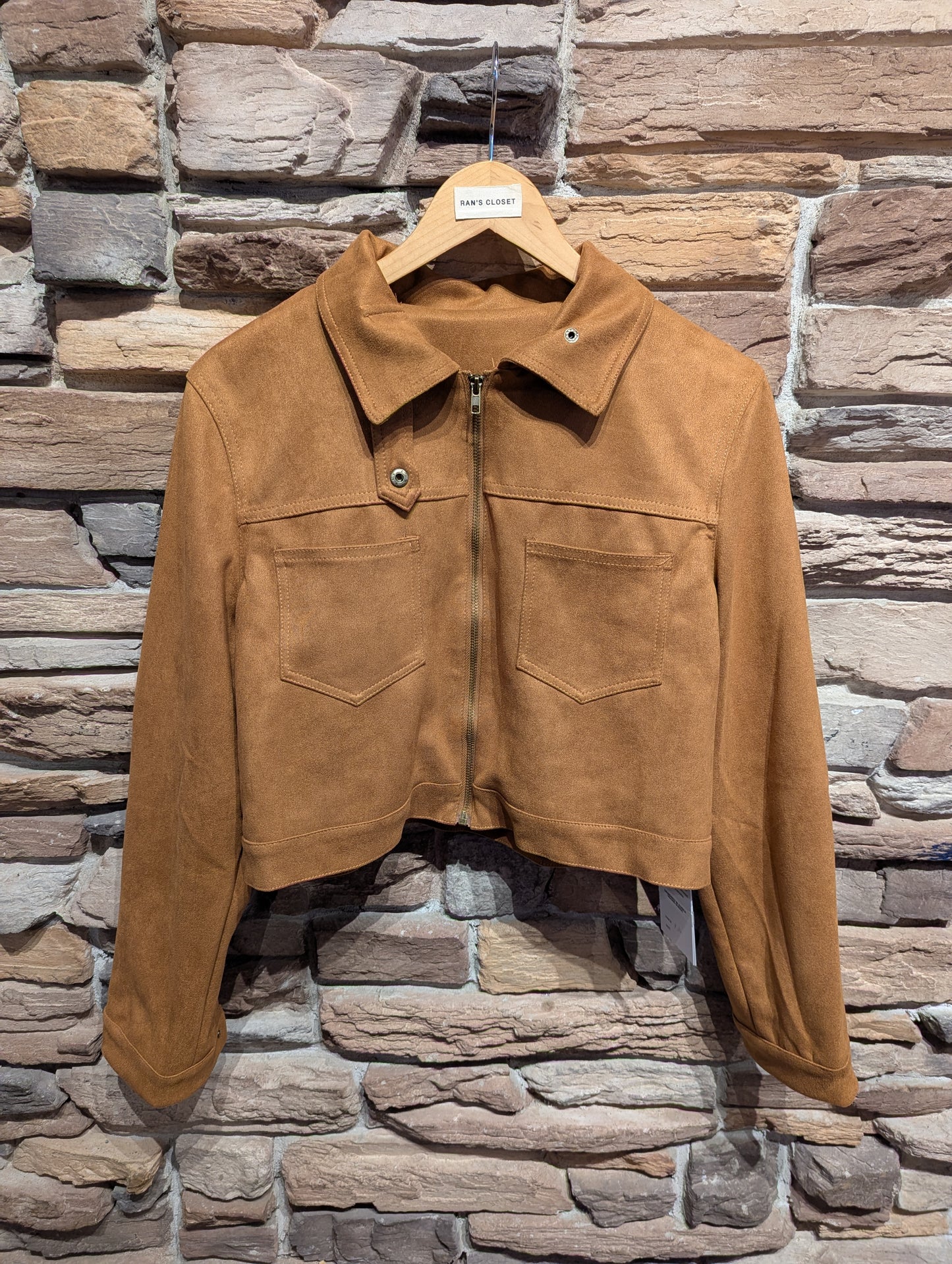 Cropped Vegan Suede Jacket