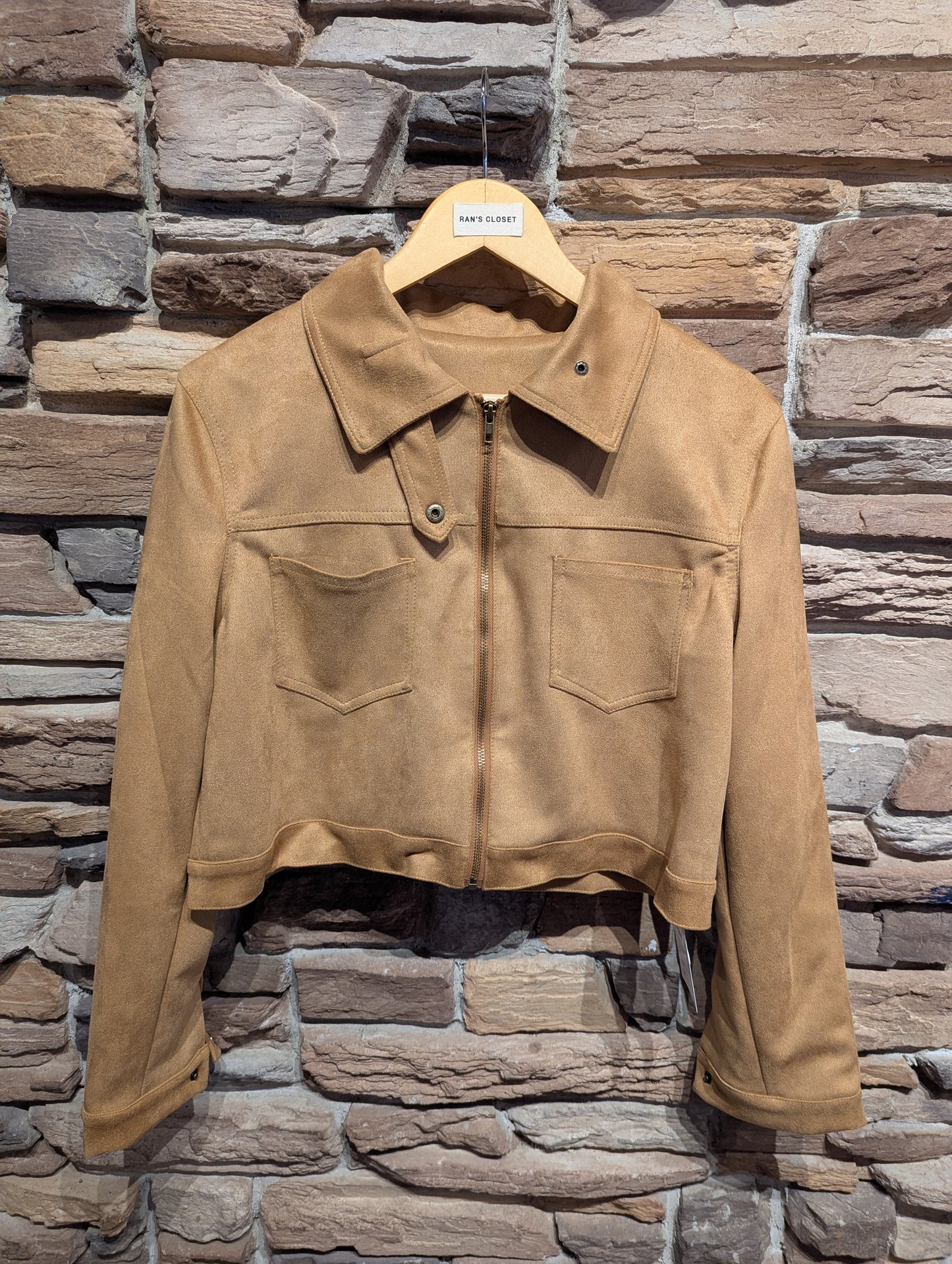 Cropped Vegan Suede Jacket