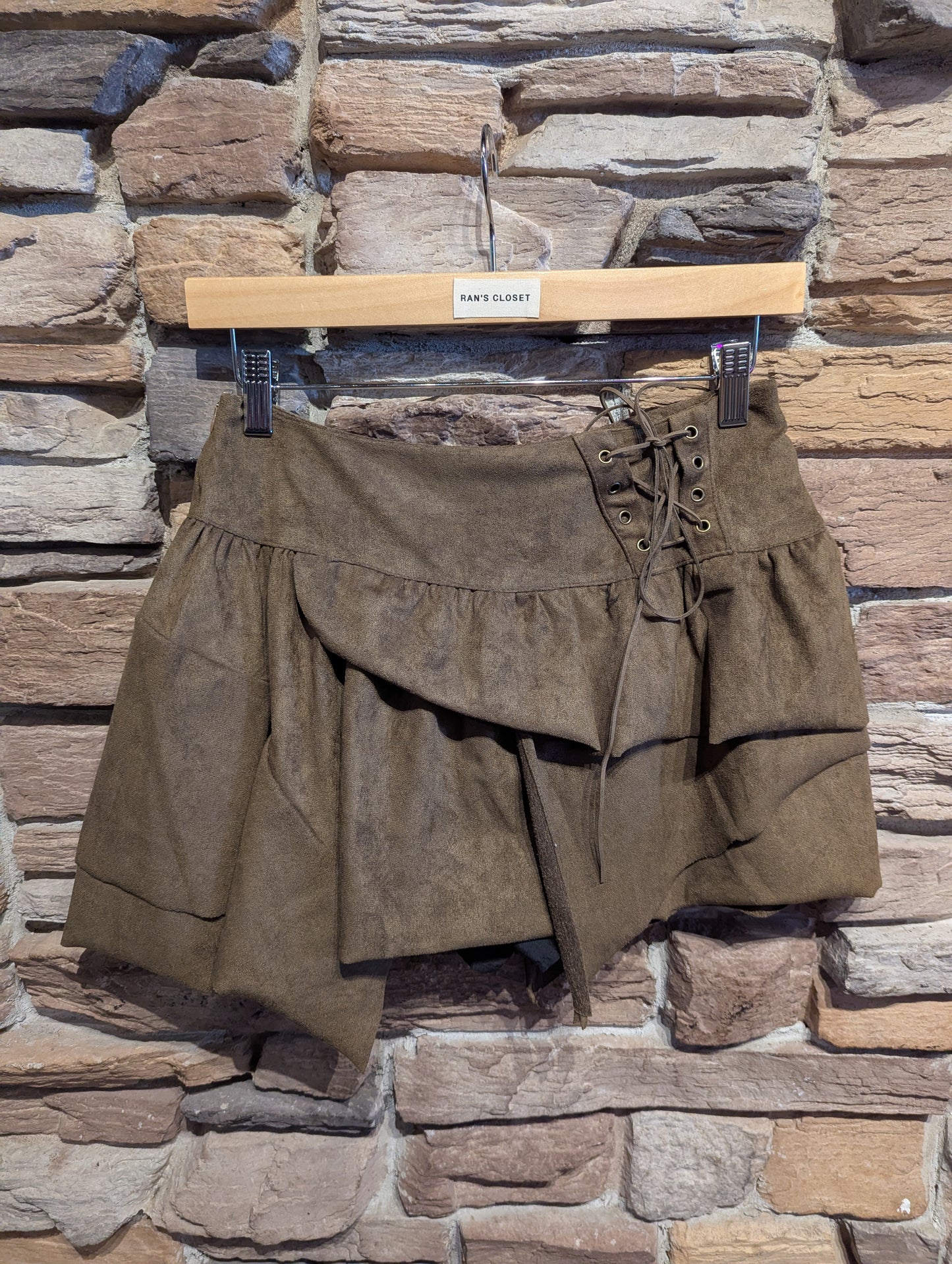 Vegan Suede Layered Skirt