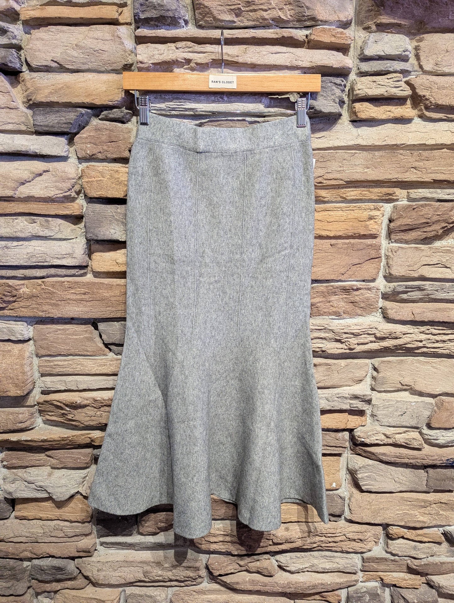 Flared Knit Midi Skirt