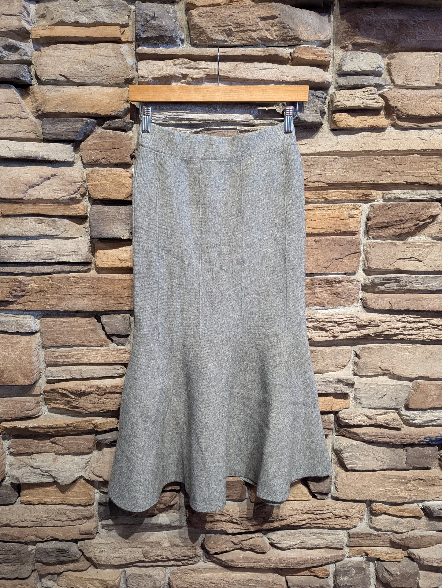 Flared Knit Midi Skirt