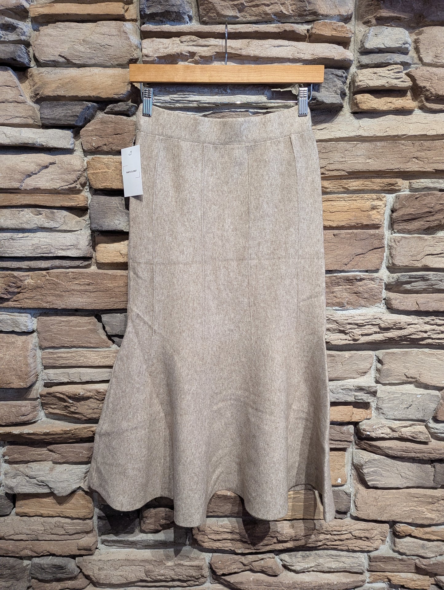 Flared Knit Midi Skirt