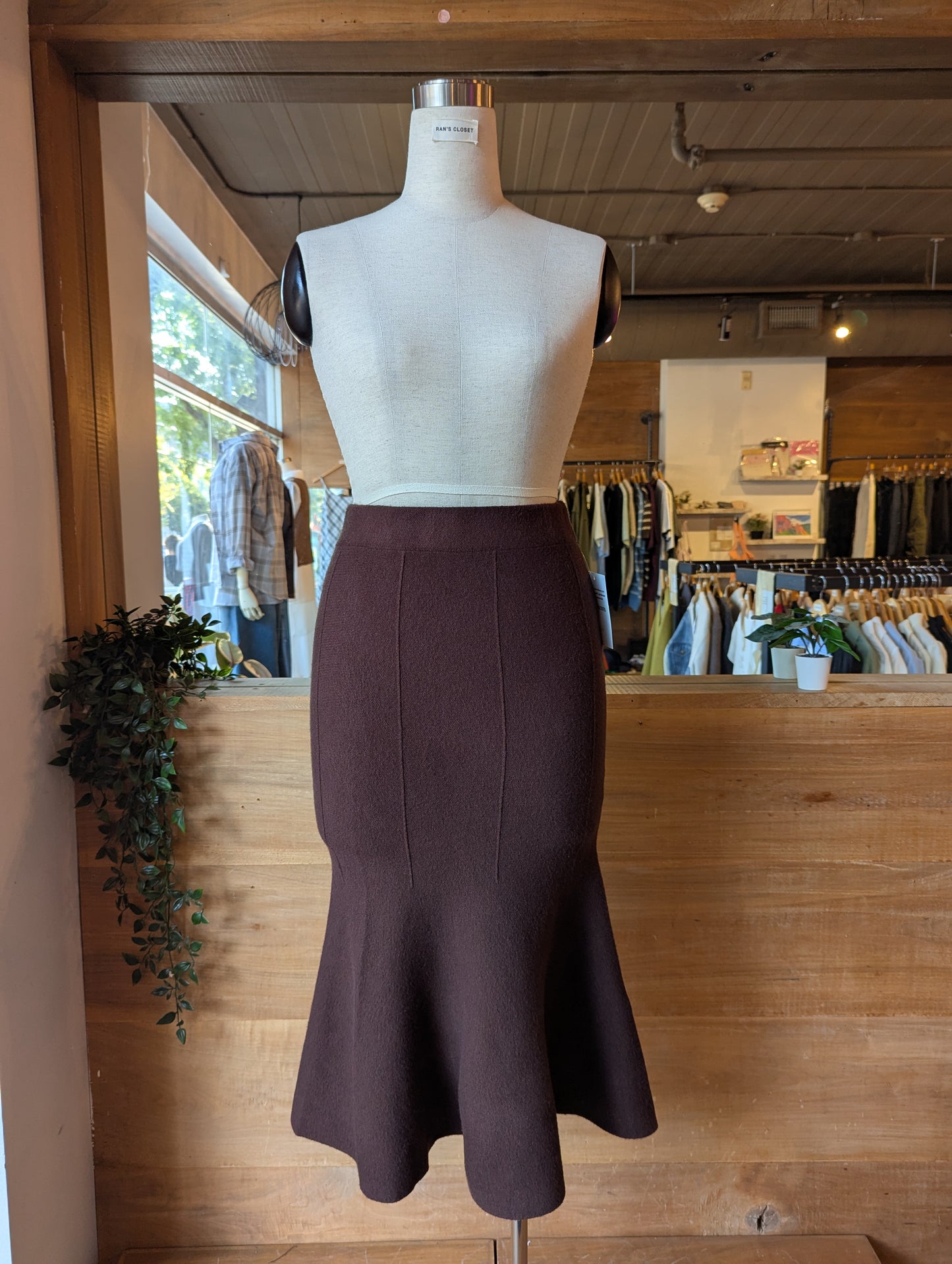 Flared Knit Midi Skirt