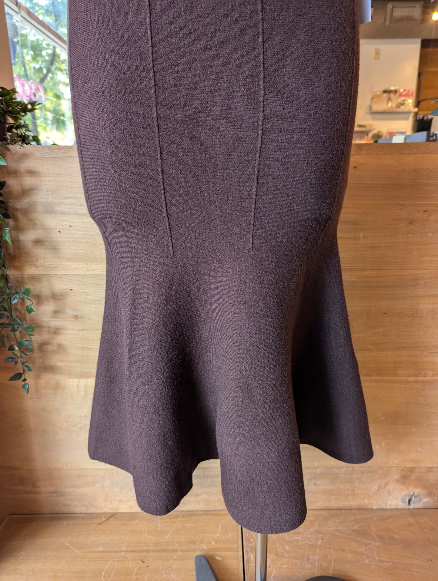 Flared Knit Midi Skirt