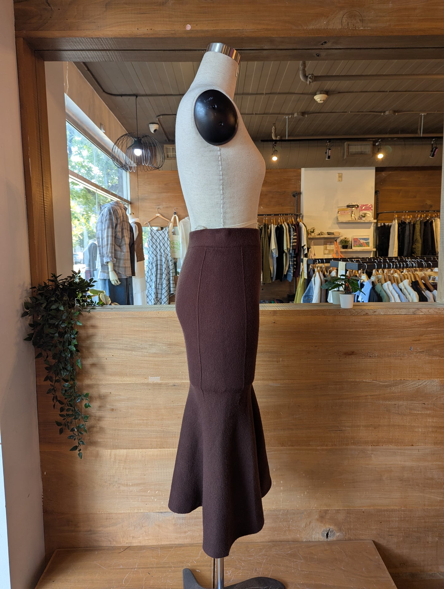 Flared Knit Midi Skirt