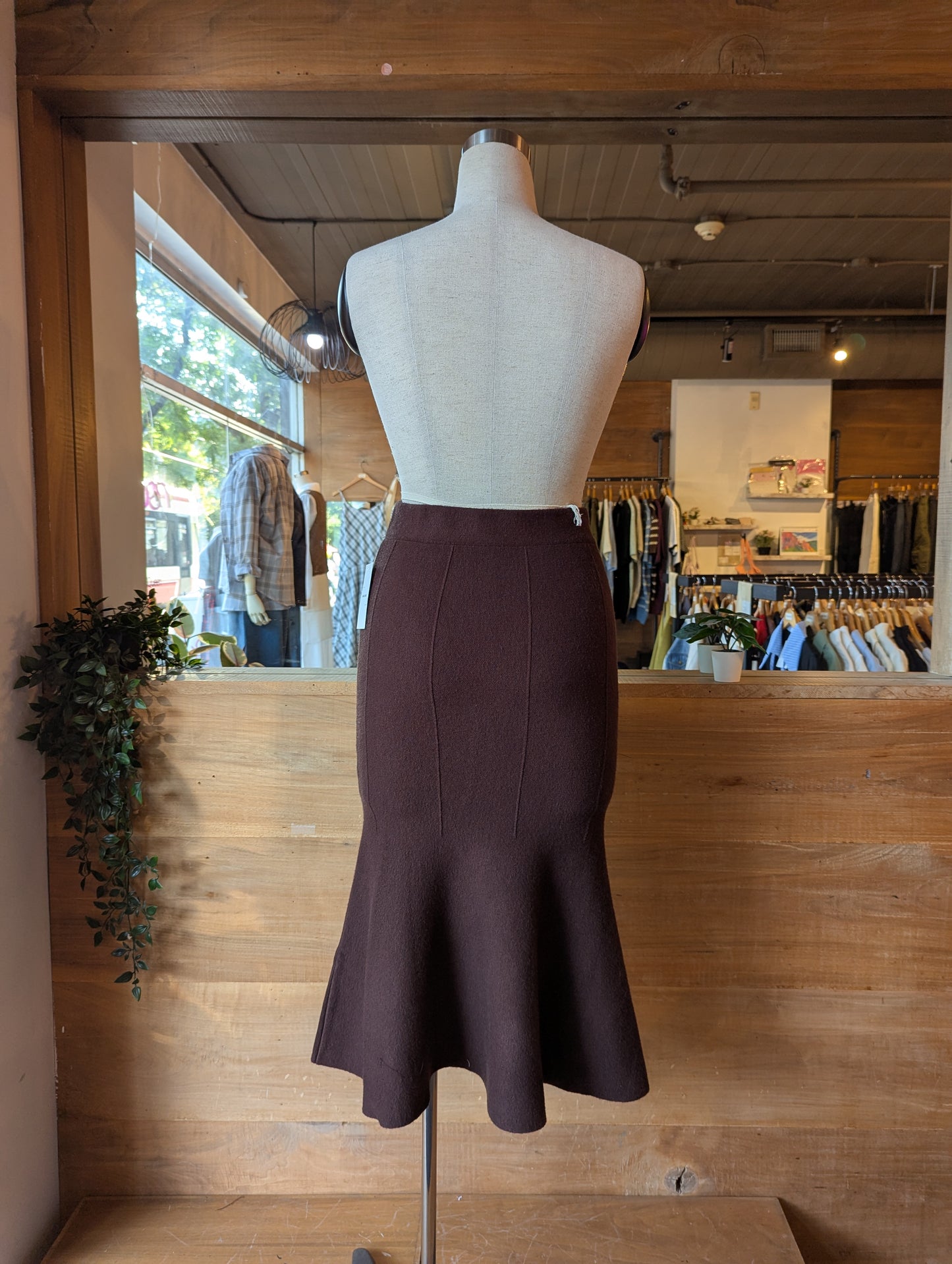 Flared Knit Midi Skirt