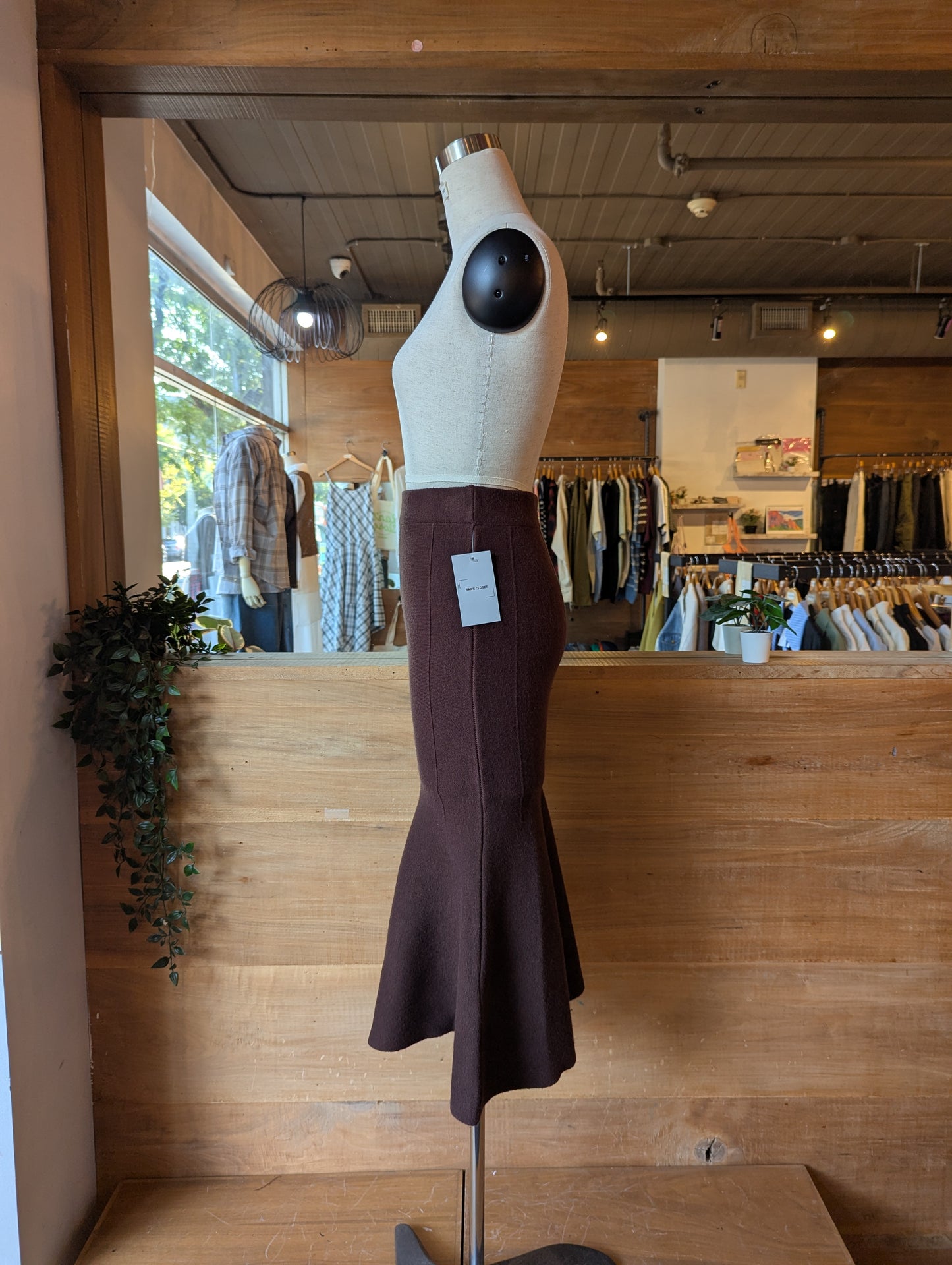 Flared Knit Midi Skirt