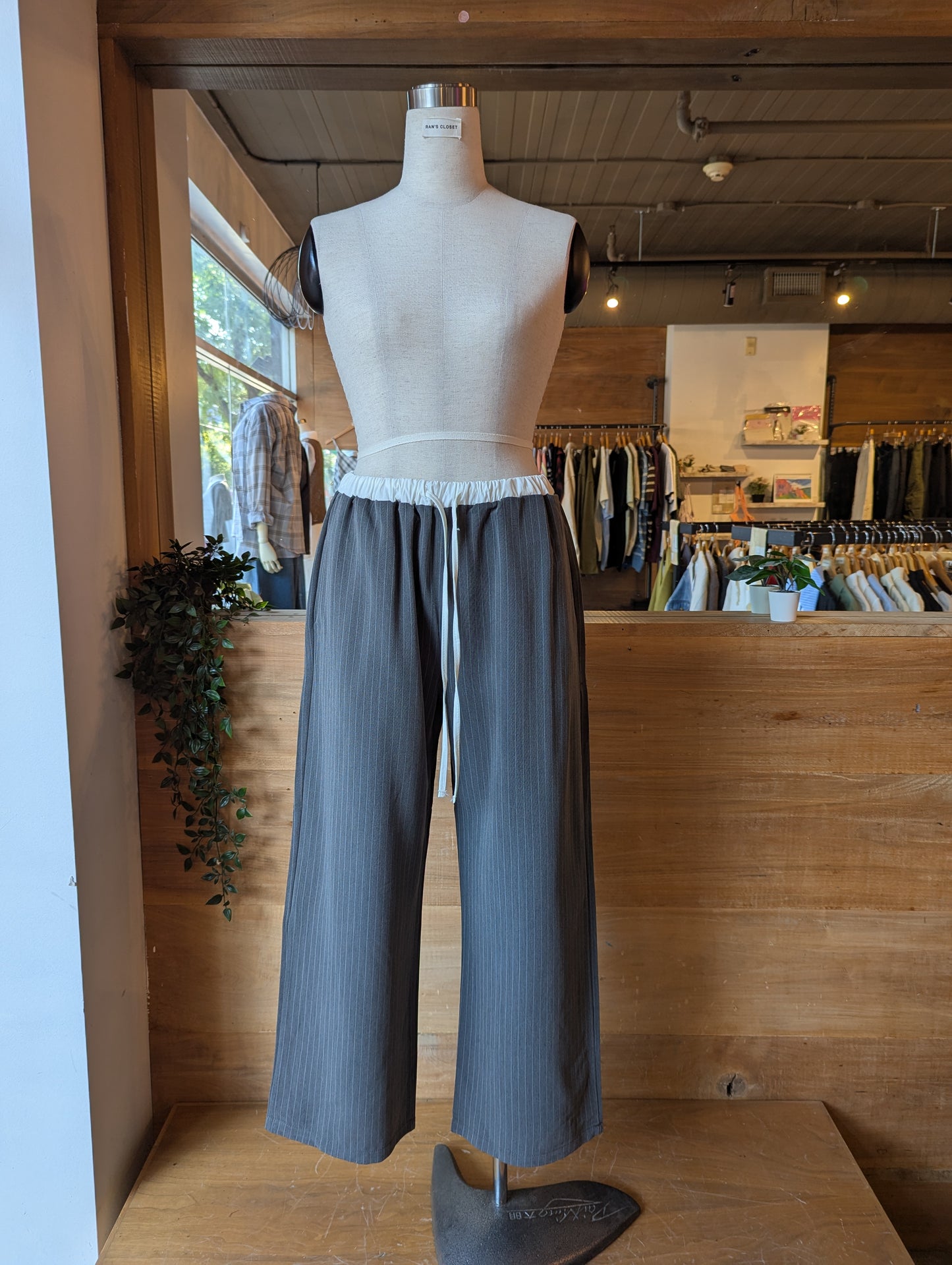 White Waistband Pinstripe Pants