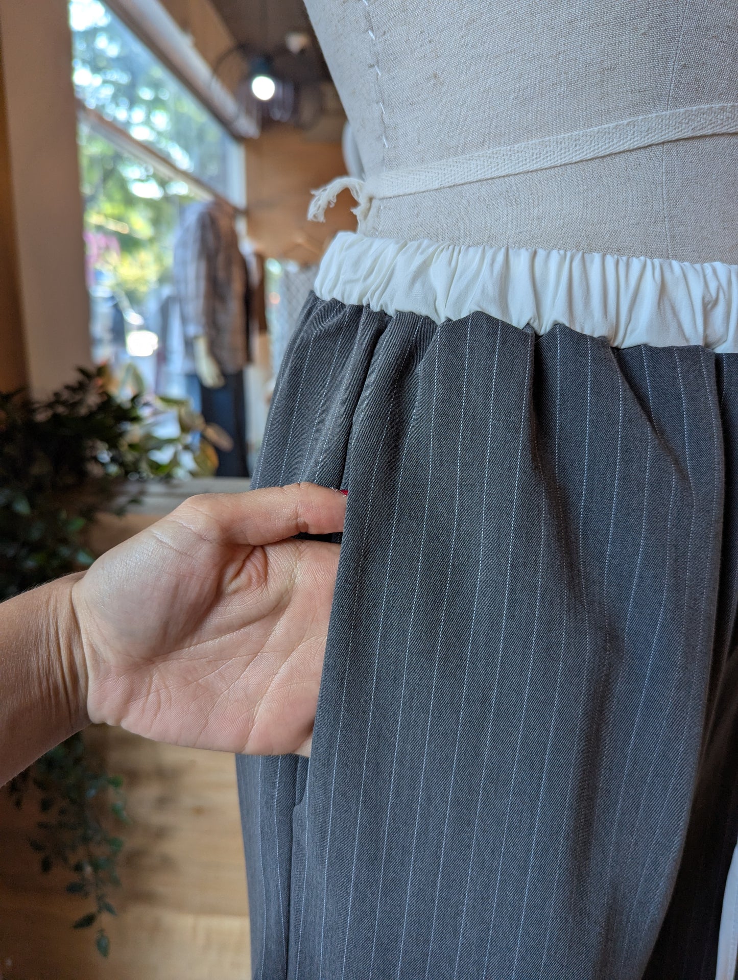 White Waistband Pinstripe Pants