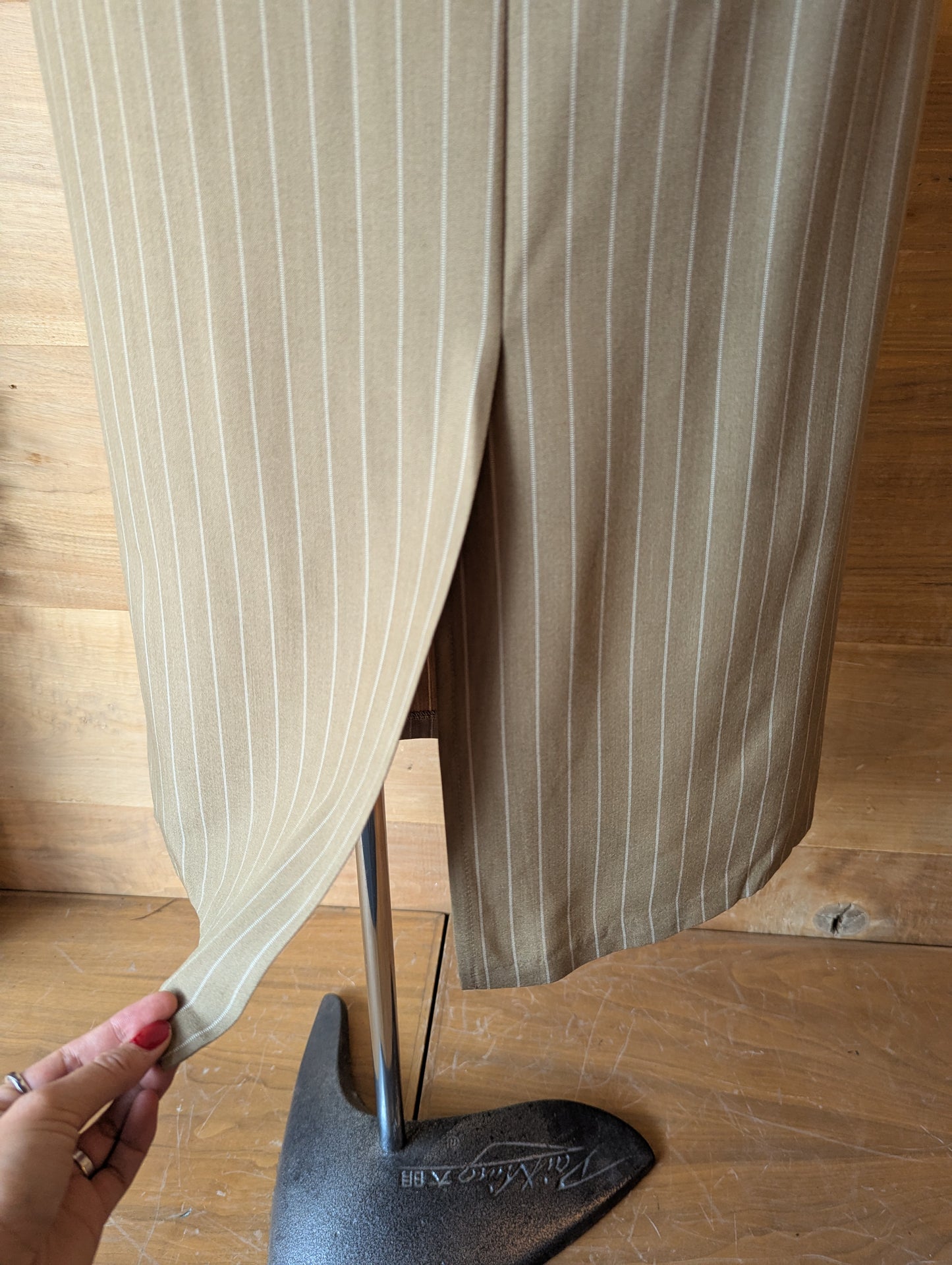 Pinstripe Midi Skirt with Belt